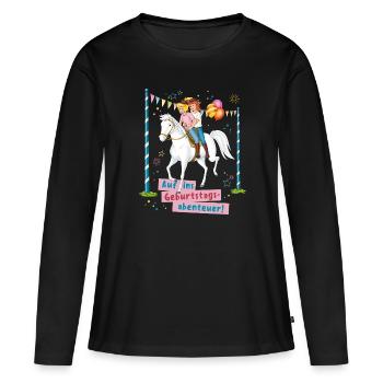 Bibi & Tina Auf Ins Geburtstagsabenteuer - Frauen Premium Bio Langarmshirt - Schwarz - Vorne - Julia (174cm)