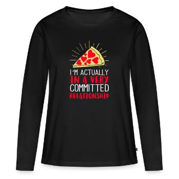 I'm actually in a very committed relationship - Women's Premium Organic Long Sleeve Shirt - black - Front - Julia (174cm)