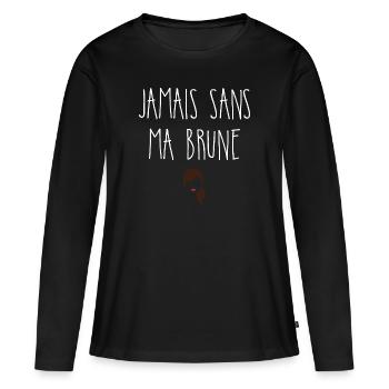 Jamais sans ma brune - T-shirt manches longues Premium bio Femme - noir - Devant - Julia (174cm)