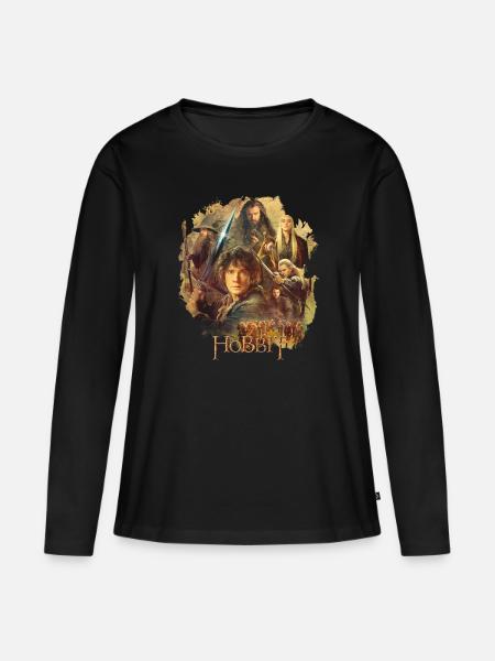 Le Hobbit Personnages Autour De Bilbon Sacquet - Premium økologisk langærmet T-shirt til kvinder - sort