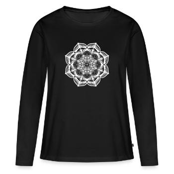 Karma en sanskrit en mandala - T-shirt manches longues Premium bio Femme - noir - Devant - Julia (174cm)