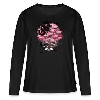 arbre chinois - T-shirt manches longues Premium bio Femme - noir - Devant - Julia (174cm)