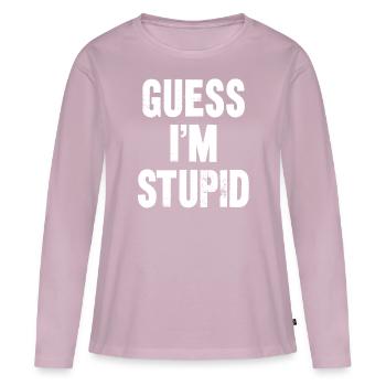 guess i m stupid - T-shirt manches longues Premium bio Femme - rose poudré - Devant - Julia (174cm)