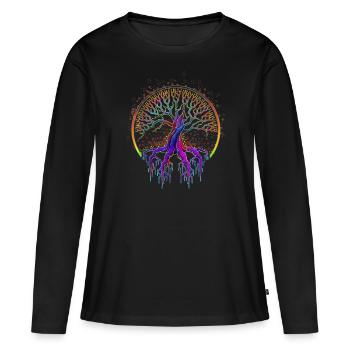 Trippy Goa Psychédélique Rave Trip Hippie - T-shirt manches longues Premium bio Femme - noir - Devant - Julia (174cm)