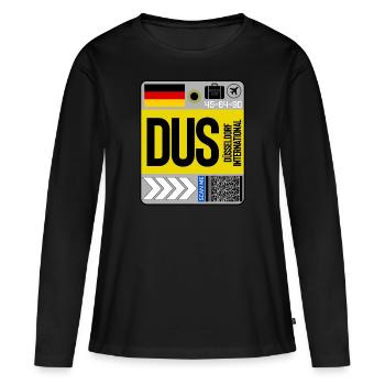 Flughafen Düsseldorf - Frauen Premium Bio Langarmshirt - Schwarz - Vorne - Julia (174cm)