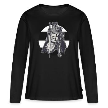 Ordre Allemand Chevalier Noir Croix Blanche Templier - T-shirt manches longues Premium bio Femme - noir - Devant - Julia (174cm)