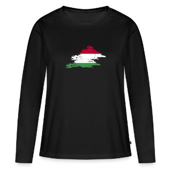 Ungarn Ungarisch Ungarische Flagge - Frauen Premium Bio Langarmshirt - Schwarz - Vorne - Julia (174cm)