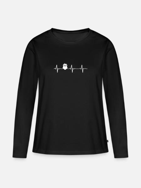 Eule Waldbewohner Eulen - Frauen Premium Bio Langarmshirt - Schwarz