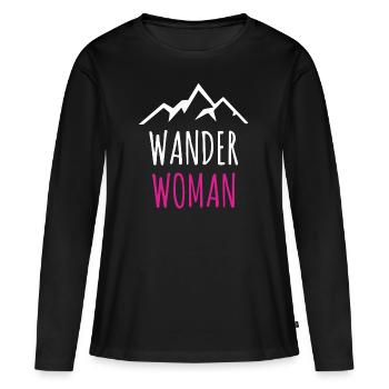 Hiking Woman Hiking Mountains Trekking Gift - Women's Premium Organic Long Sleeve Shirt - black - Front - Julia (174cm)