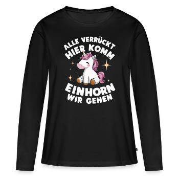 Einhorn Einhörner Fabelwesen Mystisch - Frauen Premium Bio Langarmshirt - Schwarz - Vorne - Julia (174cm)