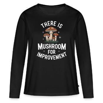 Champignons Champignons Champignon Champignon - T-shirt manches longues Premium bio Femme - noir - Devant - Julia (174cm)