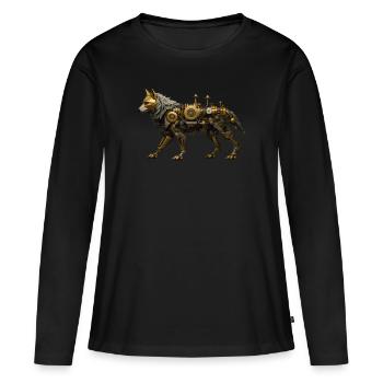 Steampunk Wolf - Frauen Premium Bio Langarmshirt - Schwarz - Vorne - Julia (174cm)