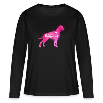 Liebende Boxermama - Frauen Premium Bio Langarmshirt - Schwarz - Vorne - Julia (174cm)