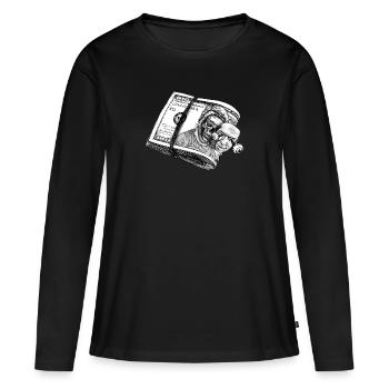 Le dollar face à face - T-shirt manches longues Premium bio Femme - noir - Devant - Julia (174cm)