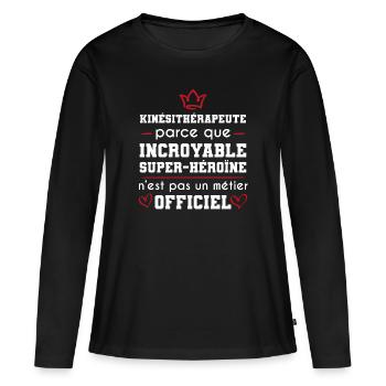 incredible superhero physio coach - Women's Premium Organic Long Sleeve Shirt - black - Front - Julia (174cm)