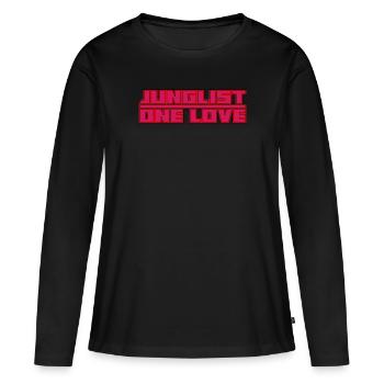 Junglist One Love Drum and Bass DNB Dark Pink Mix - T-shirt manches longues Premium bio Femme - noir - Devant - Julia (174cm)