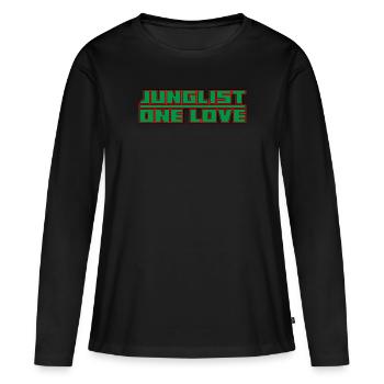 Junglist One Love Drum and Bass DNB Green Remix - T-shirt manches longues Premium bio Femme - noir - Devant - Julia (174cm)