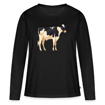 Vache debout - conception simple - T-shirt manches longues Premium bio Femme - noir - Devant - Julia (174cm)
