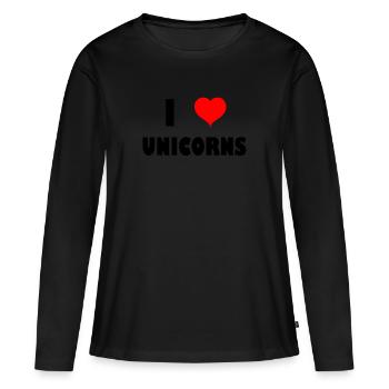 J'aime les licornes Licorne Licorne Licorne - T-shirt manches longues Premium bio Femme - noir - Devant - Julia (174cm)