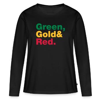 Vert, or et rouge. - T-shirt manches longues Premium bio Femme - noir - Devant - Julia (174cm)