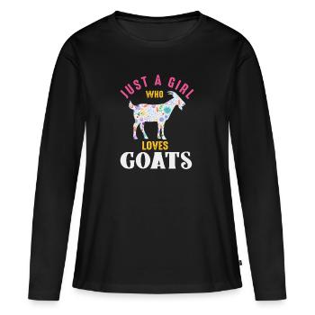 Juste une fille qui aime les chèvres - T-shirt manches longues Premium bio Femme - noir - Devant - Julia (174cm)