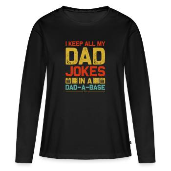 Papa Blague Drôle Papa Blague Père Blagues - T-shirt manches longues Premium bio Femme - noir - Devant - Julia (174cm)