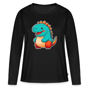 Dinosaure comique mignon - T-shirt manches longues Premium bio Femme - noir - Devant - Julia (174cm)