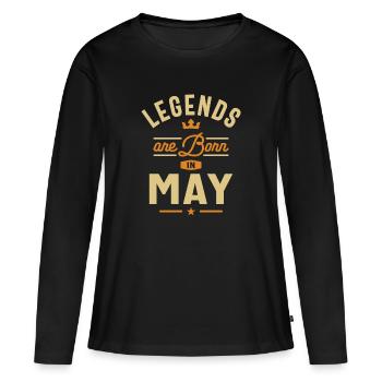 Les légendes sont nées en mai anniversaire - T-shirt manches longues Premium bio Femme - noir - Devant - Julia (174cm)