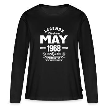 Légendes sont nées en mai 1968 Anniversaire Vintage - T-shirt manches longues Premium bio Femme - noir - Devant - Julia (174cm)