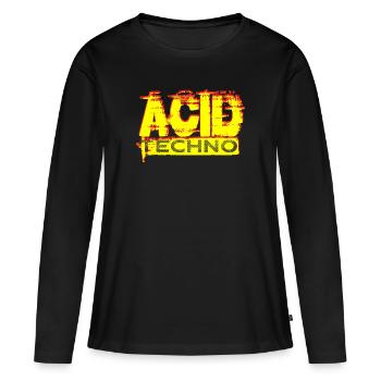 Acid Techno Grunge | Nous aimons la techno acide - T-shirt manches longues Premium bio Femme - noir - Devant - Julia (174cm)