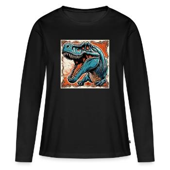 Dinosaurier / Tier / Urzeit / Reptil / Jungs - Frauen Premium Bio Langarmshirt - Schwarz - Vorne - Julia (174cm)