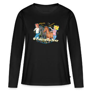 Bibi und Tina 'Ponyflüsterer mit Fatima und Felix - Frauen Premium Bio Langarmshirt - Schwarz - Vorne - Julia (174cm)