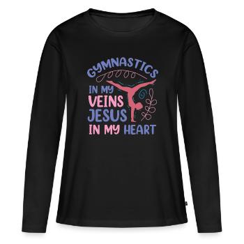 Gymnastique Jésus Gymnaste - T-shirt manches longues Premium bio Femme - noir - Devant - Julia (174cm)