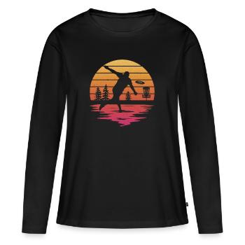 Disc Golf Discgolfer Design Discgolf - Frauen Premium Bio Langarmshirt - Schwarz - Vorne - Julia (174cm)
