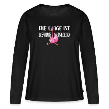 Die Lage ist besäufniserregend - Frauen Premium Bio Langarmshirt - Schwarz - Vorne - Julia (174cm)