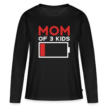 MOM OF 3 KIDS MOM THREE KIDS - Women's Premium Organic Long Sleeve Shirt - black - Front - Julia (174cm)