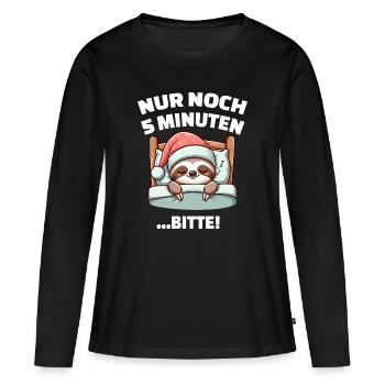 Nur noch 5 minuten bitte | faultier schlafshirt - Frauen Premium Bio Langarmshirt - Schwarz - Vorne - Julia (174cm)