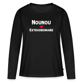 Nounou Extra - T-shirt manches longues Premium bio Femme - noir - Devant - Julia (174cm)