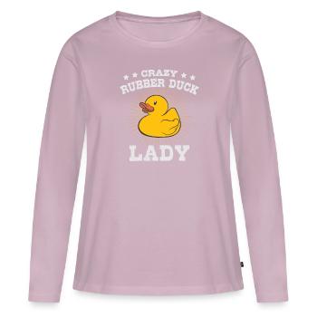 Canard en caoutchouc Lady Squeaky Duck - T-shirt manches longues Premium bio Femme - rose poudré - Devant - Julia (174cm)