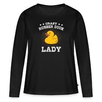 Rubber Duck Lady Quietscheente - Frauen Premium Bio Langarmshirt - Schwarz - Vorne - Julia (174cm)