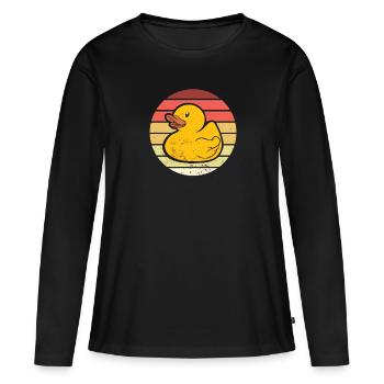 Vintage Quietscheente - Frauen Premium Bio Langarmshirt - Schwarz - Vorne - Julia (174cm)