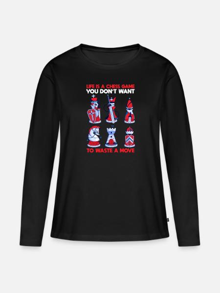 Chess Life Chess Game verspilt geen zet - Vrouwen Premium Bio shirt met lange mouwen - zwart