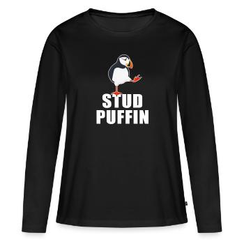 Stud Puffin Grebe Seabird Puffin - Women's Premium Organic Long Sleeve Shirt - black - Front - Julia (174cm)