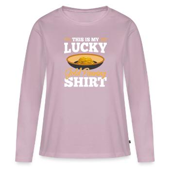 Lucky Gold Panning Shirt Geschenk Für Goldgräber - Frauen Premium Bio Langarmshirt - Altrosa - Vorne - Julia (174cm)