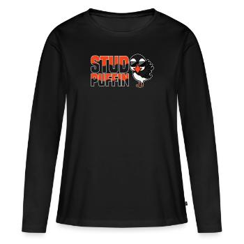 Stud Puffin Puffin Parrot Gift - Women's Premium Organic Long Sleeve Shirt - black - Front - Julia (174cm)