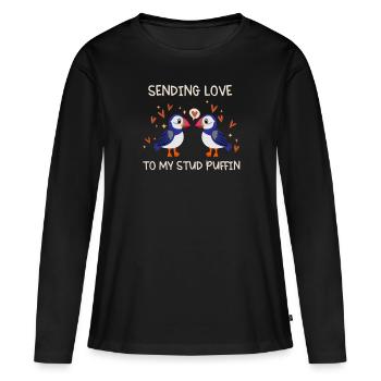 Sending Love To My Stud Puffin Liebe Beziehung - Frauen Premium Bio Langarmshirt - Schwarz - Vorne - Julia (174cm)