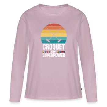 Croquet Superpuissance - T-shirt manches longues Premium bio Femme - rose poudré - Devant - Julia (174cm)