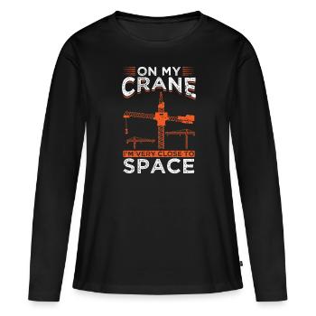Camion Grue Grue Opérateur Grue Construction Grue Cadeau - T-shirt manches longues Premium bio Femme - noir - Devant - Julia (174cm)
