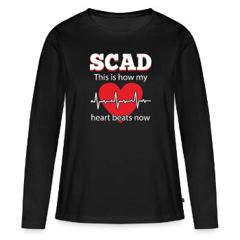 Scad My Heart Beats Now Herzschlag Herzattacke - Frauen Premium Bio Langarmshirt - Schwarz - Vorne - Julia (174cm)