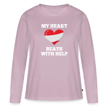 Stimulateur cardiaque Mon cœur bat avec de l’aide - T-shirt manches longues Premium bio Femme - rose poudré - Devant - Julia (174cm)